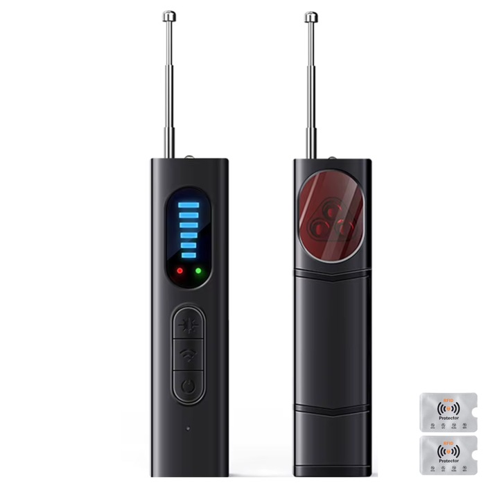 Dispozitiv Anti-Spionaj, Detectare Camere si Microfoane, Portabil, 5 Niveluri de Sensibilitate, Multicolor, 94x24x15mm