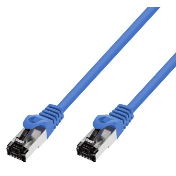 Extralink csavart érpárú réz hálózati kábel Kat.8.1 S/FTP 0.5m 40G Blue LAN patchcord