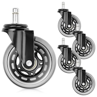 Set De Roti Pentru Scaun De Birou, Vilde, Din Cauciuc, Silentioase Si Rezistente, Diametru 7.5 cm, Ax De 10 mm, 5 Bucati