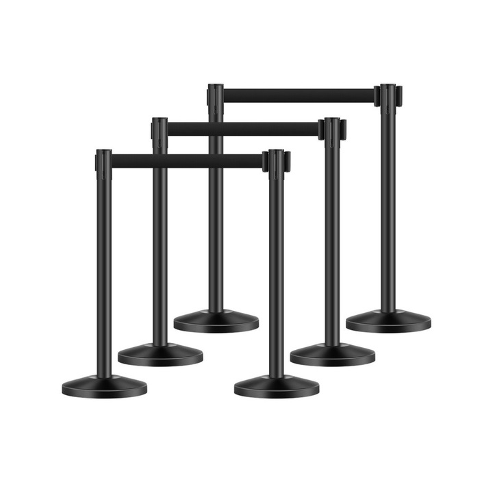 Stalp Retractabil cu 6 Bucati, 4 Curele, Baza Pentru Injectie Nisip