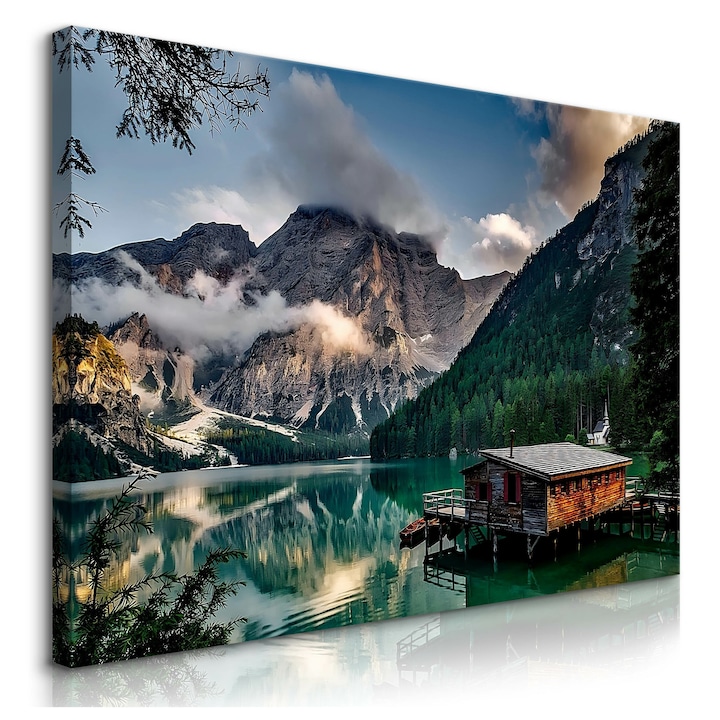 Стенопис, Пейзаж от Lago di Braies Декорация 40 cm x 30 cm Всекидневна