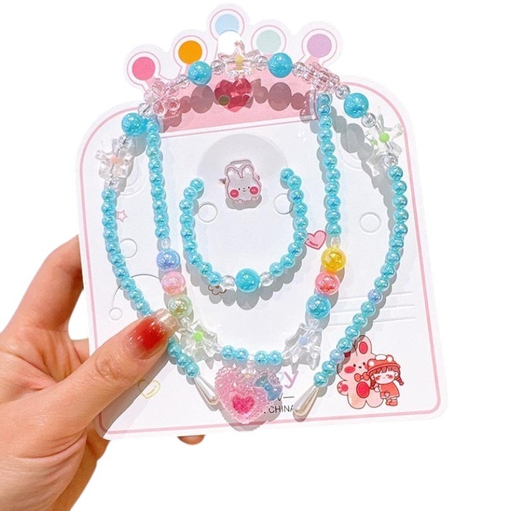 Set bijuterii copii, Histo Tree, Plastic, 4in1, Multicolor/Maro