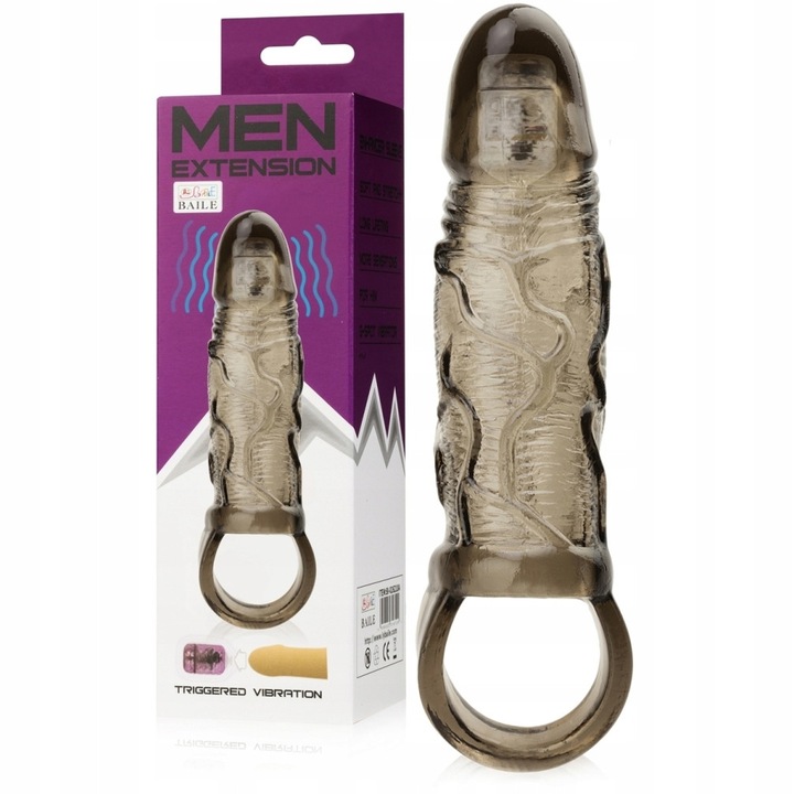 Вибриращ пенис пръстен Baile, Черен, 13.5 см