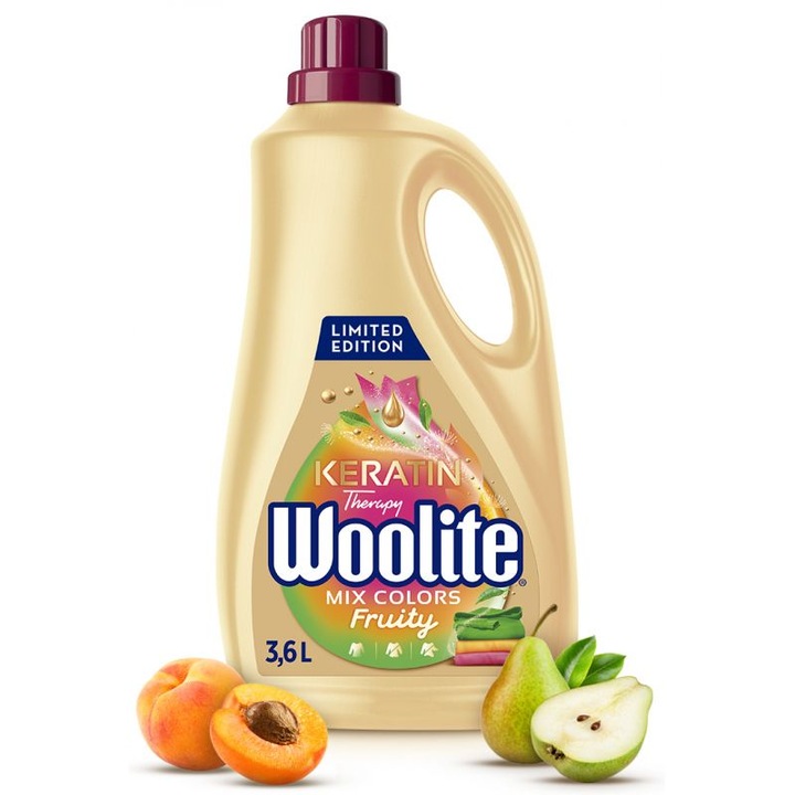 Перилен препарат Woolite Fruity, 3,6л, аромат на праскови и кайсии, комплект