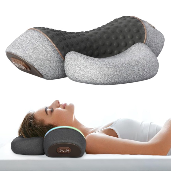 HNSMART elektromos masszázspárna, 3 az 1-ben, ergonomikus kialakítás, szürke, 41x27.8cm