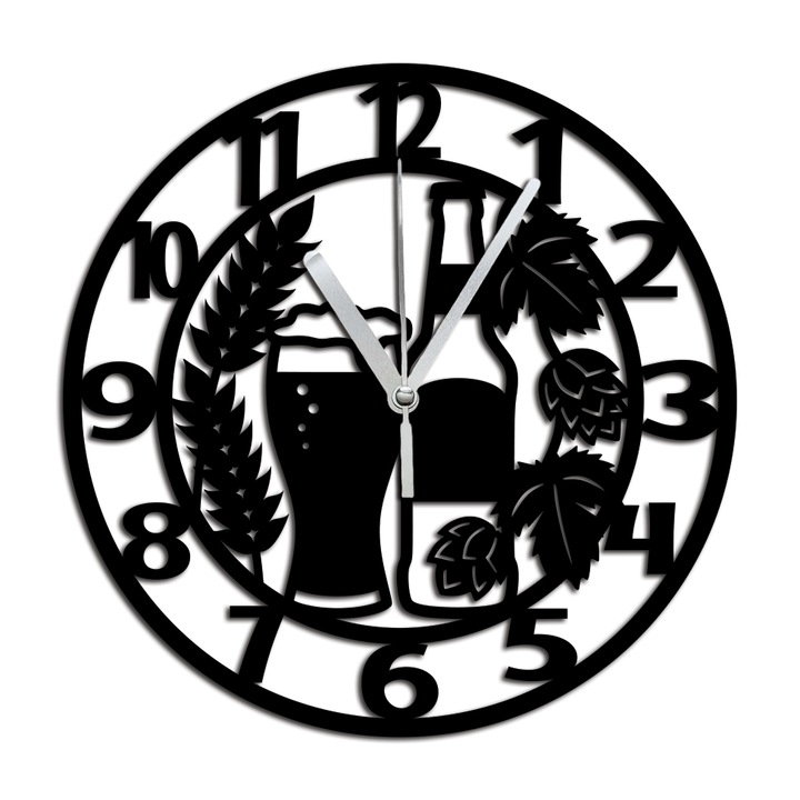 Dekoratív falióra Sör fekete MDF-ből lézervágással, Promóciós Nyomtatás, CPBEER