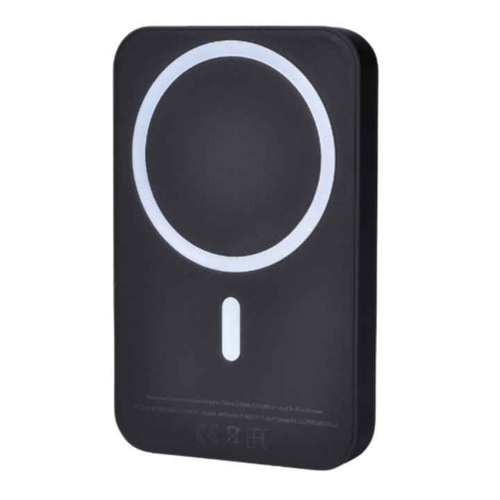 Baterie Externa cu Incarcare Wireless, MagSafe 5000 mAh, compatibil cu iPhone 12/13/14/15/16 Plus/Mini/Pro/Pro Max, Negru