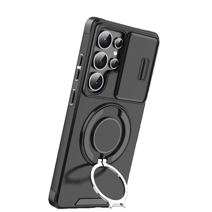 Telefontok, TPU/Polikarbonát, Samsung Galaxy S24 Ultra készülékhez, Fekete