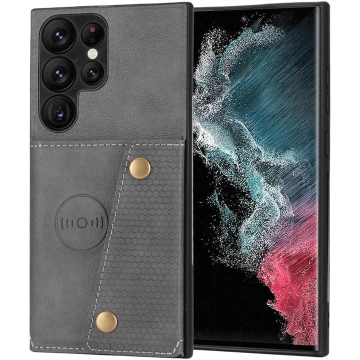 Husa protectie telefon, TREXORA, TPU, Pentru Samsung Galaxy S25 Ultra, Tip portofel, Gri