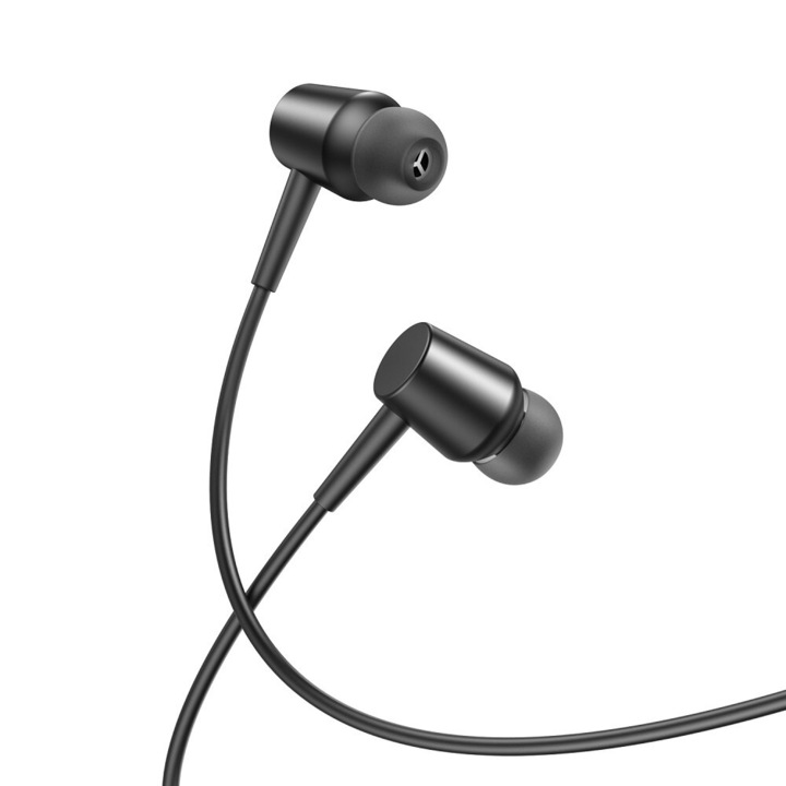 Casti cu Fir In Ear, Conector 3.5 mm Jack, Microfon Integrat, Buton de Control al Volumului, Stereo de Inalta Calitate, Calitate Sunet HiFi, Compatibil cu Android si Ios, Compatibilitate larga, Izolare zgomot, Negru