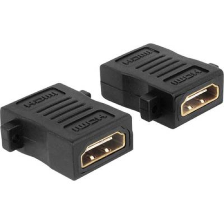 Adaptor de imbinare, Delock, HDMI, 1x mufa HDMI - 1x mufa HDMI, placata cu aur, negru