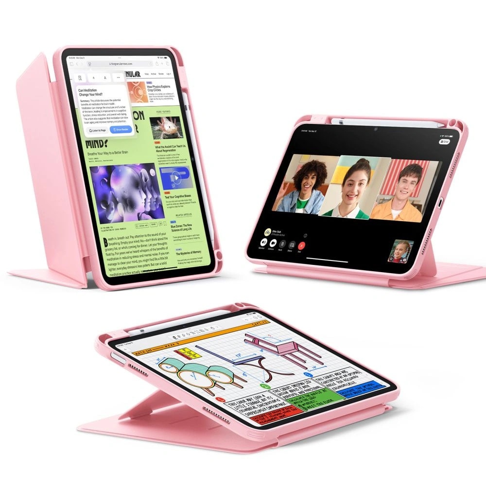 Husa ESR Flip Hybrid pentru iPad 10.9" 2022 / 11" 2025, protectie 360°, suport ajustabil, roz