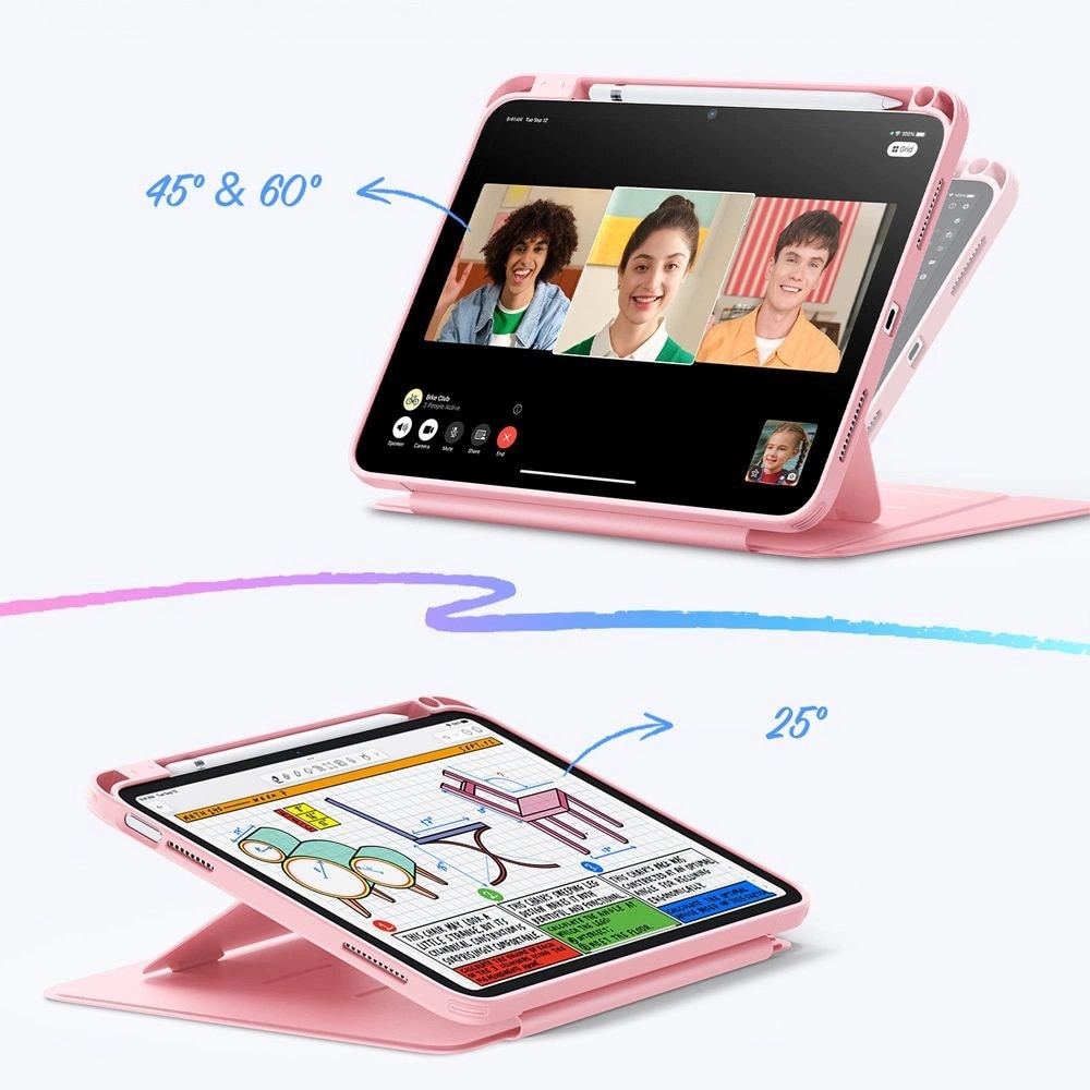 Husa ESR Flip Hybrid pentru iPad 10.9" 2022 / 11" 2025, protectie 360°, suport ajustabil, roz