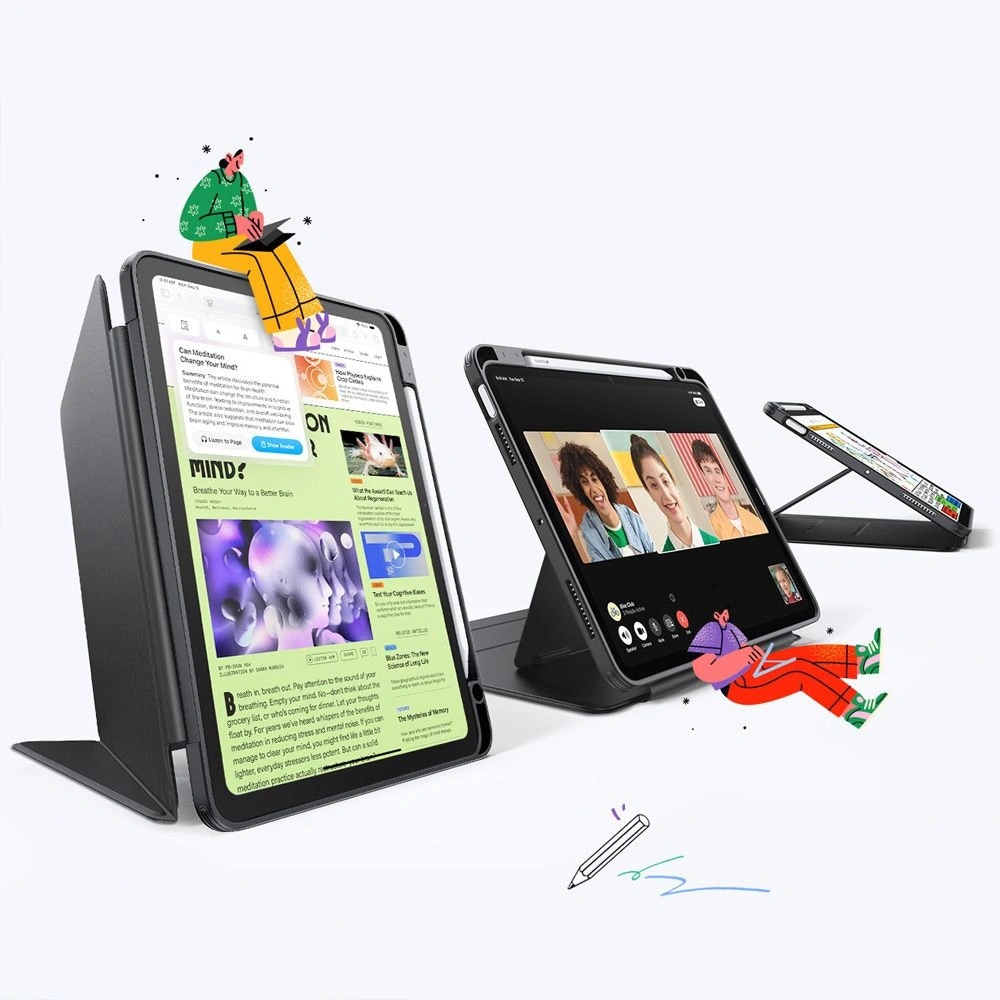 Husa Flip Hybrid pentru iPad, ESR, neagra, 10.9 inch, cu suport pentru Apple Pencil