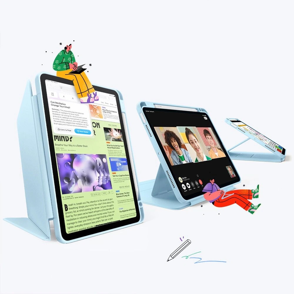 Husa ESR Flip Hybrid compatibila cu iPad Air 4 2020 / 5 2022 / 6 2024 / 7 2025 Sky Blue