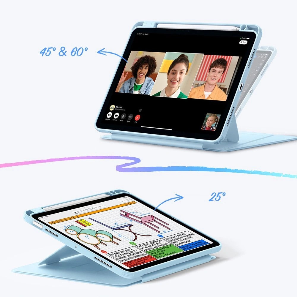 Husa ESR Flip Hybrid compatibila cu iPad Air 4 2020 / 5 2022 / 6 2024 / 7 2025 Sky Blue