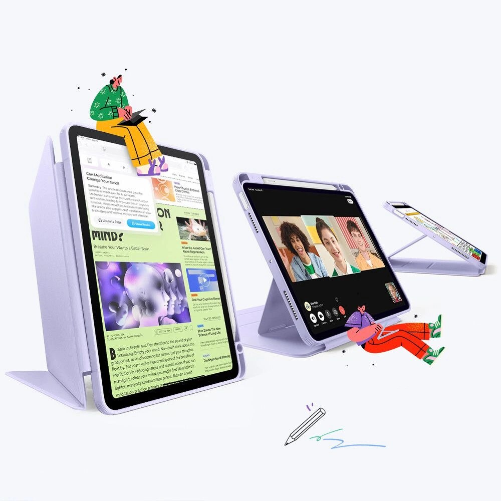 Husa Flip Hybrid pentru iPad, ESR, violet, protectie 360°, suport pentru Apple Pencil
