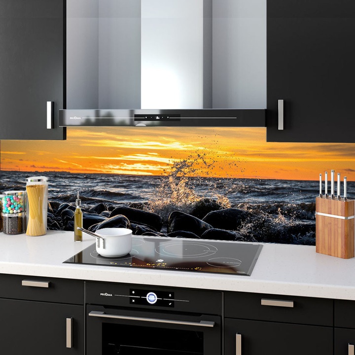 Set 2 panouri decorative din sticla securizata pentru bucatarie, protectie aragaz, antistropire, oct008 200x60cm