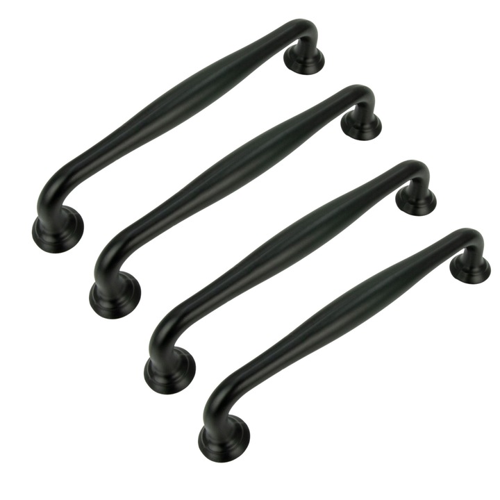 Set 4 manere pentru mobila, B&B, 128 mm, aluminiu, mat, negru