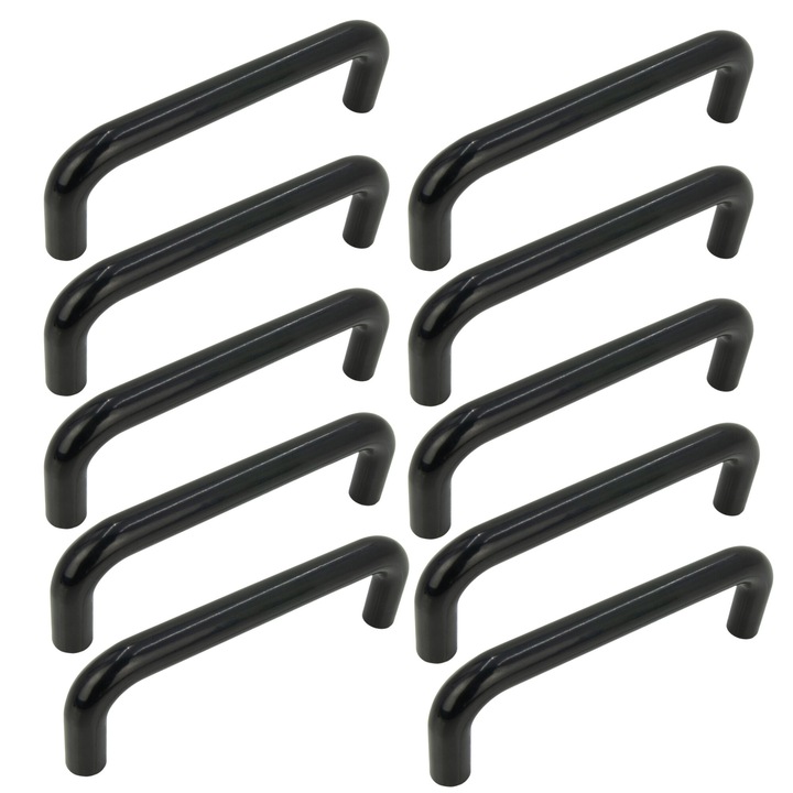 Set 10 manere pentru mobilier B&B, 96 mm, plastic, negru
