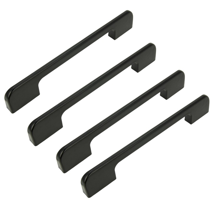 Set 4 manere pentru mobila, B&B, negru, 96 mm, aluminiu, mat