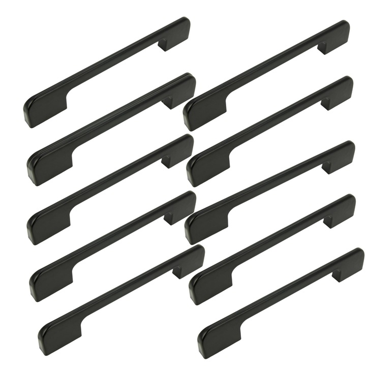 Set 10 manere pentru mobilier B&B, 128 mm, aluminiu, mat, negru
