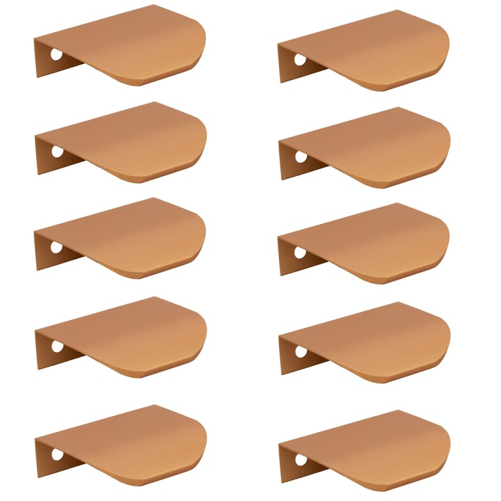 Set 10 manere pentru mobilier B&B, 50mm, aluminiu, finisaj mat, maro