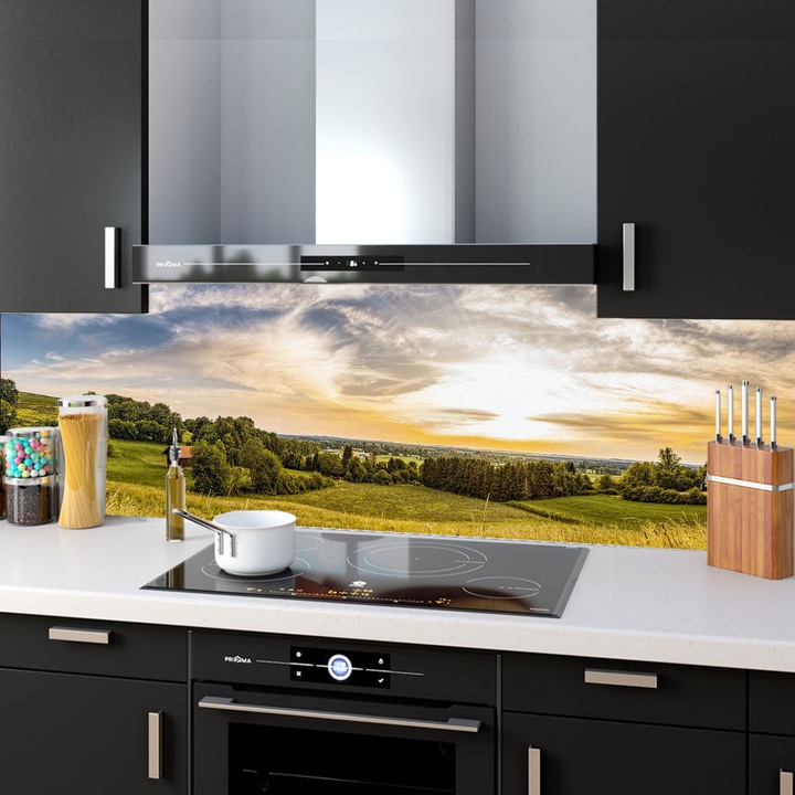 Set 2 panouri decorative din sticla securizata pentru bucatarie, protectie aragaz, antistropire, oct016 200x60cm