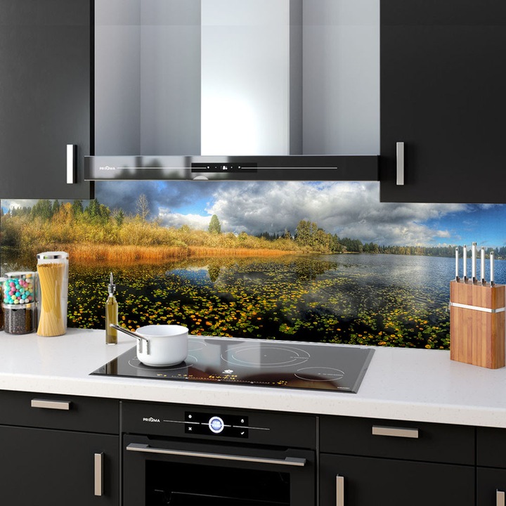 Set 2 panouri decorative din sticla securizata pentru bucatarie, protectie aragaz, antistropire, oct018 200x60cm