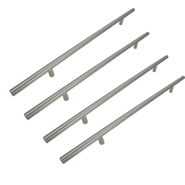 Set 4 manere pentru mobila, B&B, 256 mm, Otel Inoxidabil, Finisaj Mat, argintiu