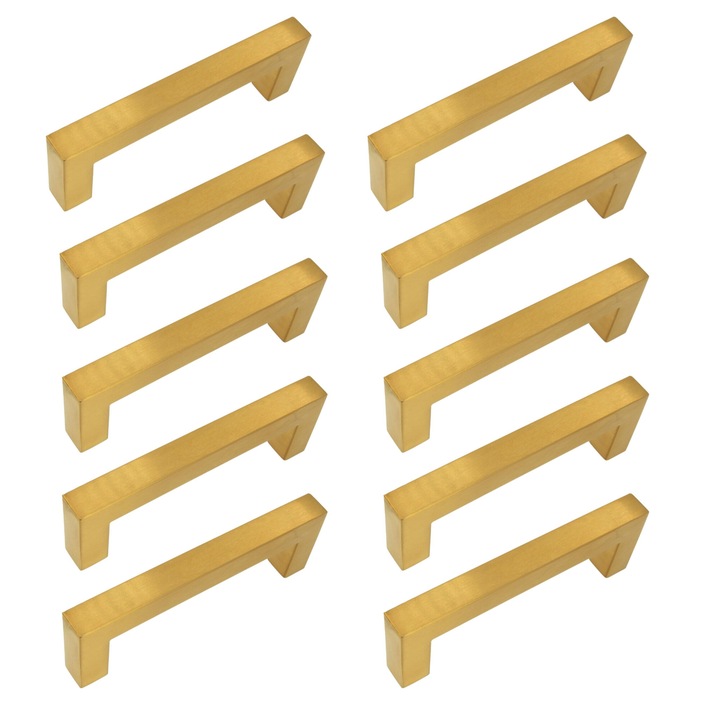 Set 10 manere pentru mobilier B&B, 128 mm, inox, auriu