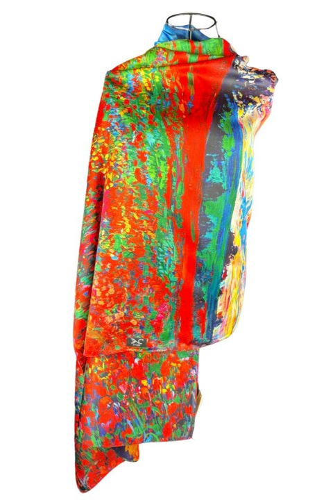 Esarfa tip sal DAC shop cu 2 fete bleumarin/galben, din vascoza, usor de asortat