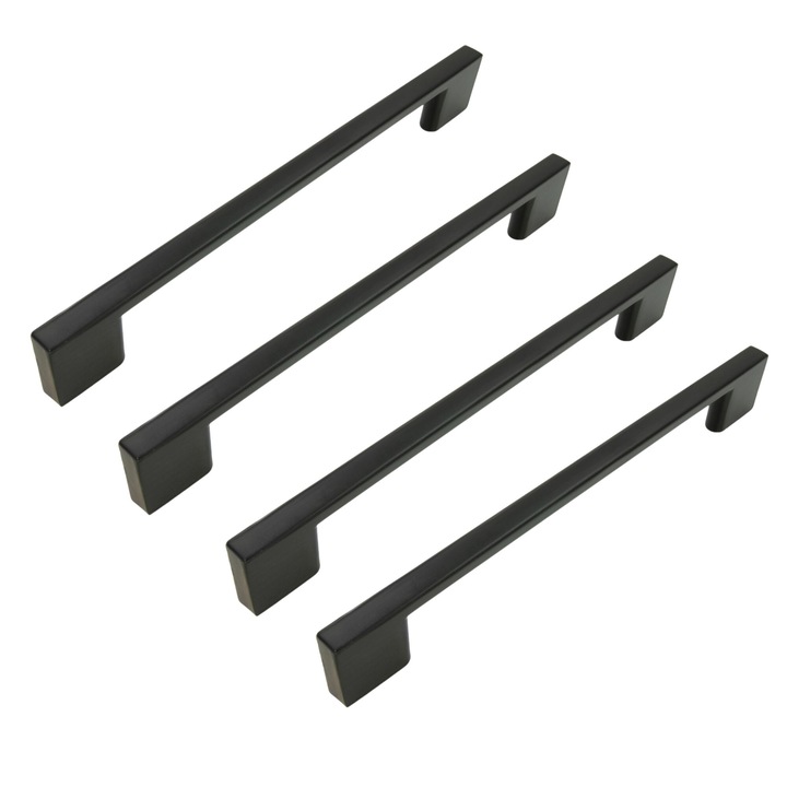 Set 4 Usi de Mebel, 160 mm, Aluminiu, Negru, Design Minimalist