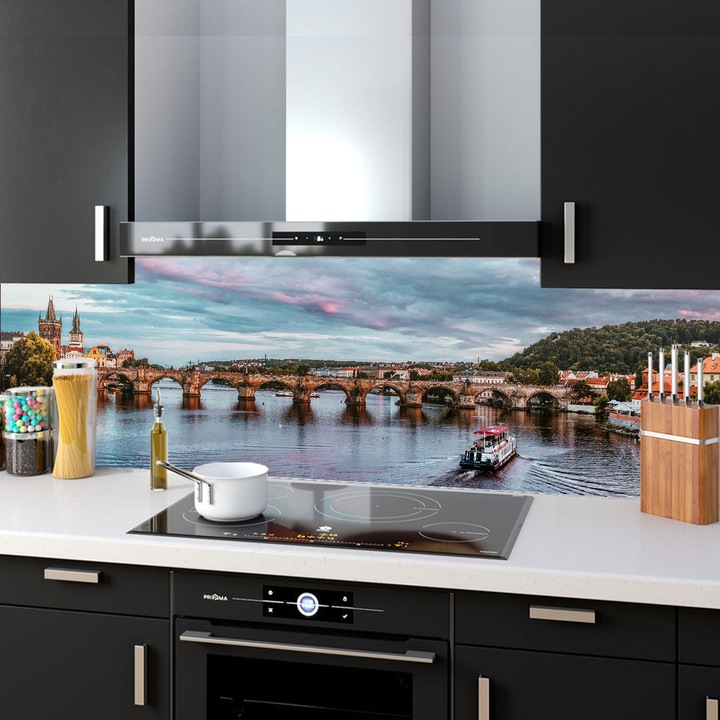 Set 2 panouri decorative din sticla securizata pentru bucatarie, protectie aragaz, antistropire, oct025 200x60cm