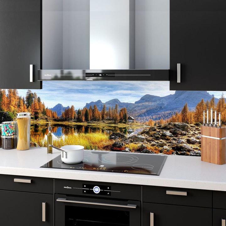 Комплект от 2 декоративни панела от закалено стъкло за кухня, защита за печка, защита срещу пръски, oct029 200x60cm