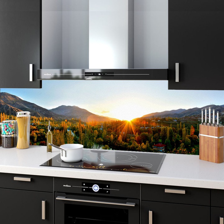 Комплект от 2 декоративни панела от закалено стъкло за кухня, защита за печка, защита срещу пръски, oct031 200x60cm