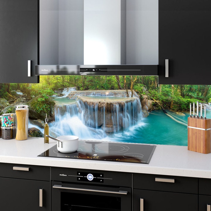 Комплект от 2 декоративни панела от закалено стъкло за кухня, защита за печка, защита срещу пръски, oct034 200x60cm