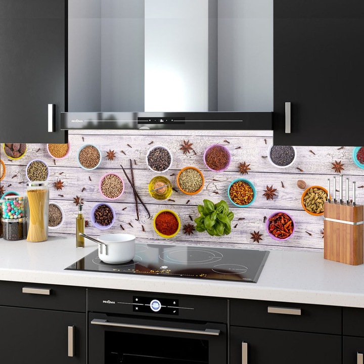 Set 2 panouri decorative din sticla securizata pentru bucatarie, protectie aragaz, antistropire, oct036 200x60cm