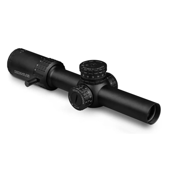 Оптически мерник Konus, Осветен, Пълно покритие, Водоустойчив, 30 mm диаметър на тръбата, 1-4x24