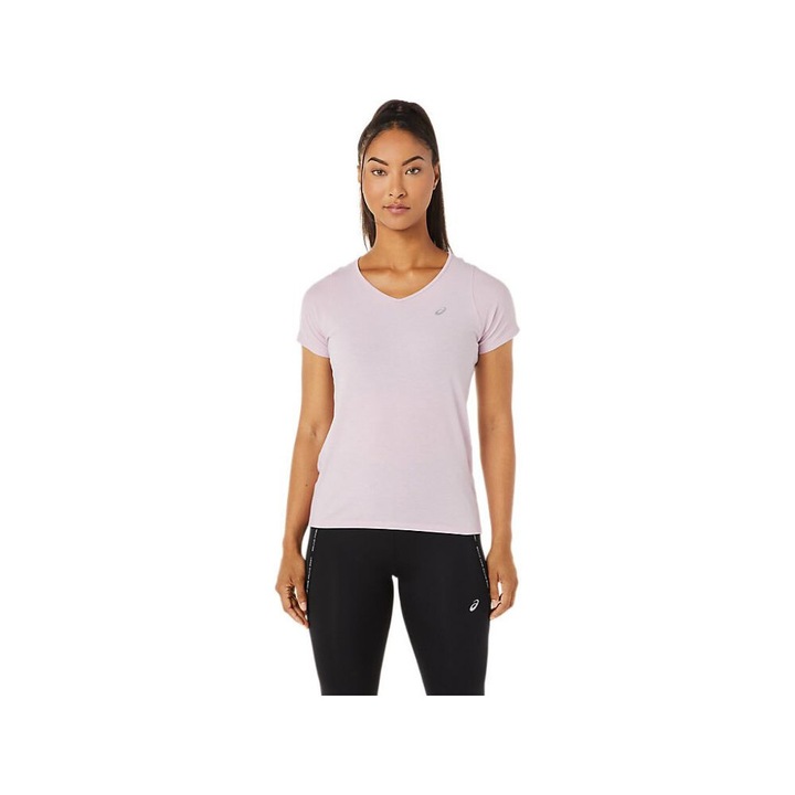 Tricou sport dama, Asics, Poliester/Bumbac/Viscoza, Roz pal, XS INTL