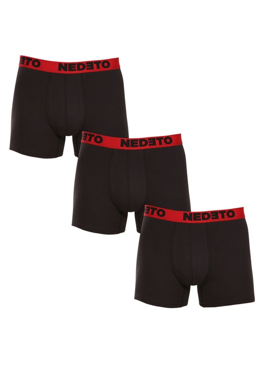 Set 3 perechi boxeri barbati 3NBC4, Nedeto, Bumbac/Elastan, Negru