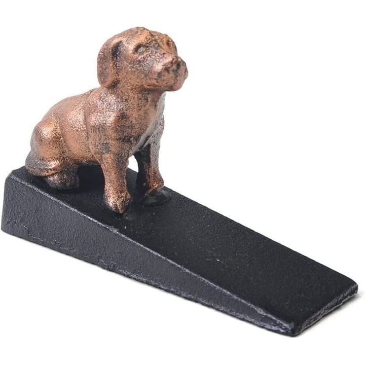 Opritor de usa din fonta rustica, Enforose, design durabil, culoare ruginie, fara gaurire, set de 2.