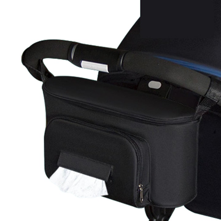Geanta organizator pentru carucior, negru, 32x16x18.5cm