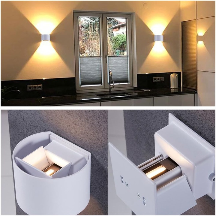 Алуминиева стенна лампа, Enforose, със сензор за движение, топла бяла светлина, 10W, 600-720 лумена