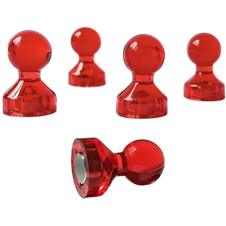 Комплект от 30 магнитни пина, Enforose, 10 мм, 16 мм, червени, за офис и дом