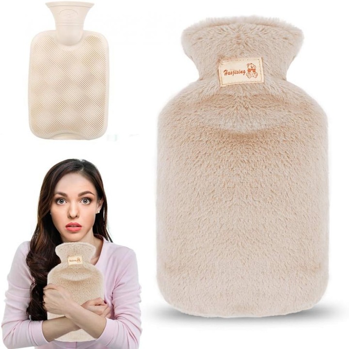 Incalzitor corporal Enforose, mare, cauciuc natural, husa din fleece, 26x16cm, kaki