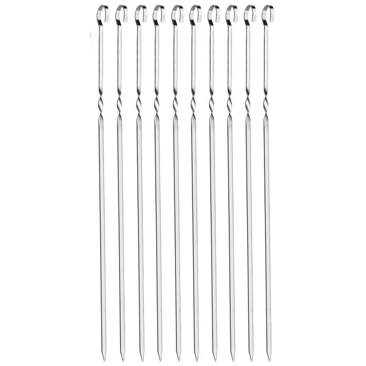 Enforose 10 db-os rozsdamentes acél saslik szett, lapos kialakítás, mosogatógépben mosható