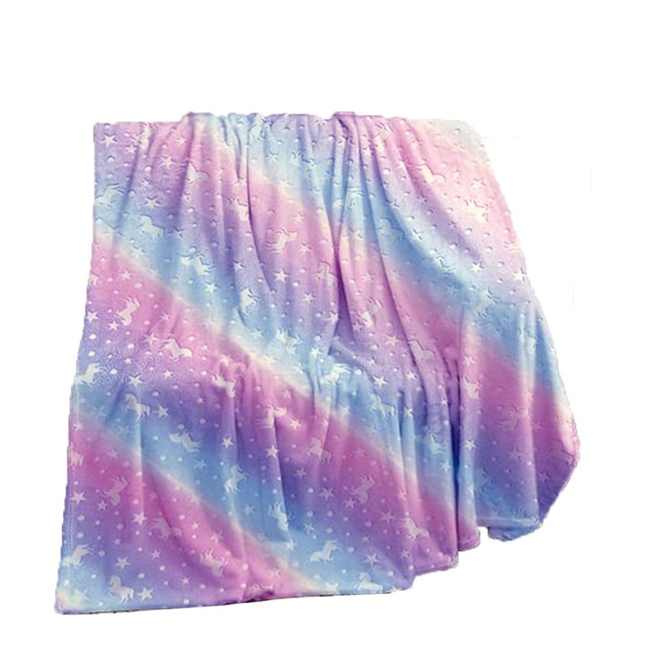 Двулицево одеяло с еднорози, Enforose, дишащ материал, лесно за почистване, 130x150см