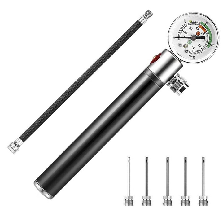 Pompa de umflat din aliaj de aluminiu, Enforose, design compact, accesorii diverse