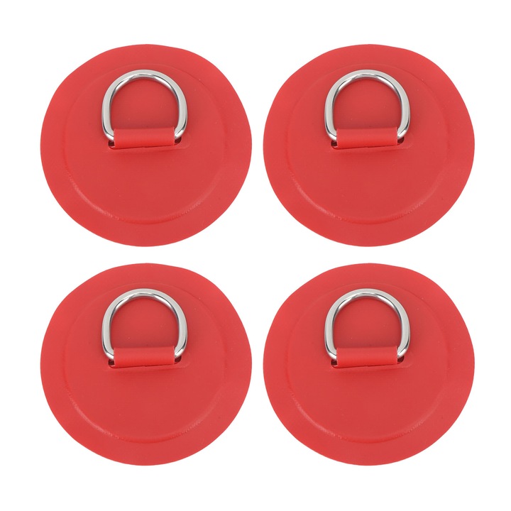 Inel in D versatil din otel inoxidabil, accesorii pentru barci gonflabile cu patch-uri din PVC durabil pentru activitati in aer liber (rosu, 4 buc)